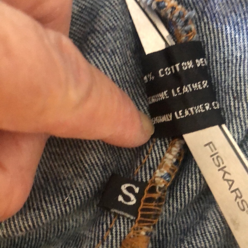 Vintage 80s/90s stone washed denim and leather snake print fringe jacket size S - Picture 12 of 17